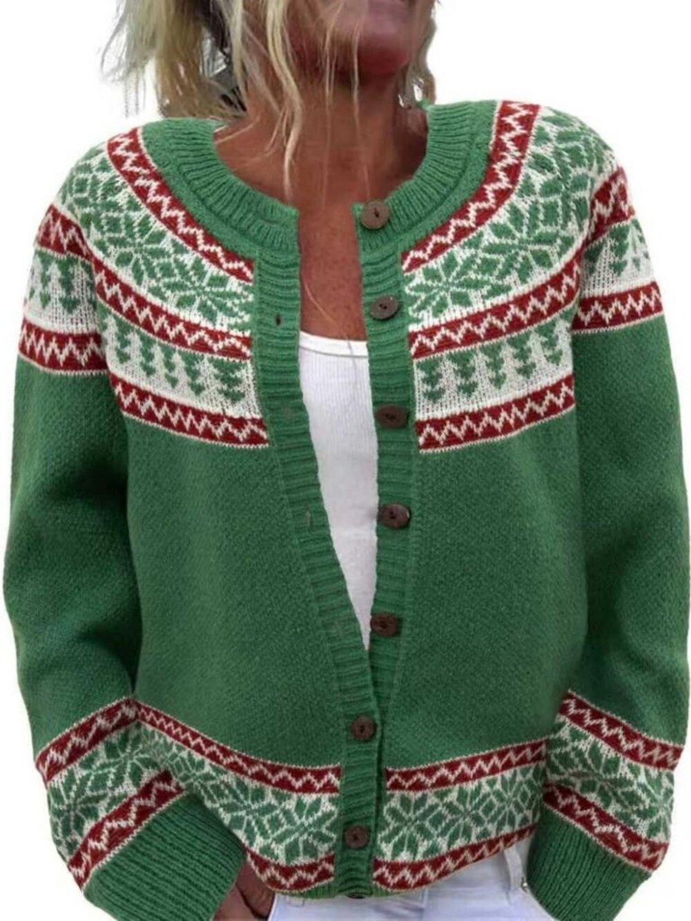 Cozy Women's Funny Animal Floral Christmas Tree Knit Cardigan Sweater, Long